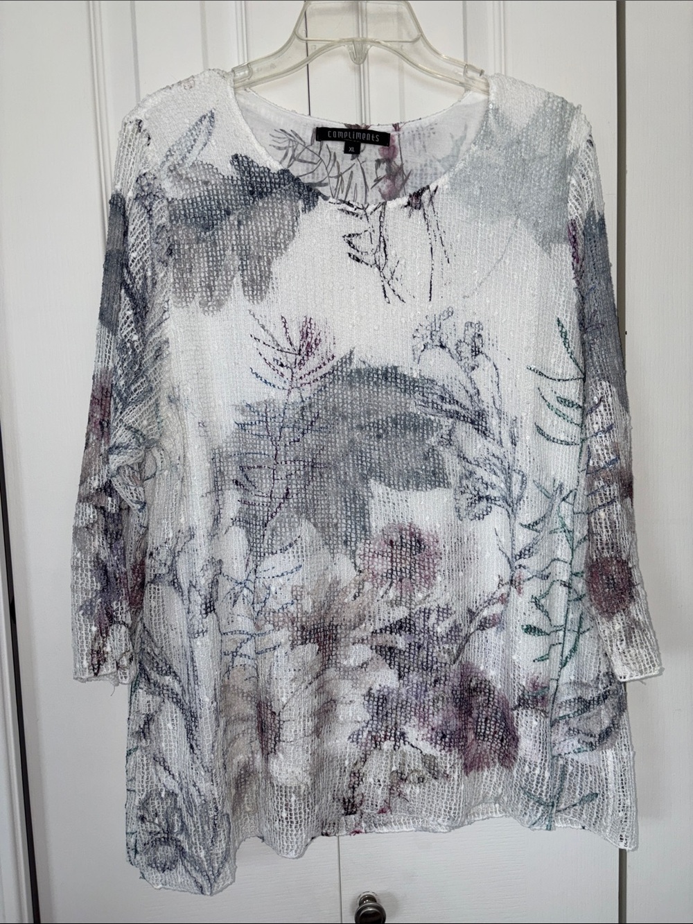 Floral Knit Tunic Top XL